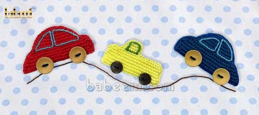 Little girl set with cars crochet embroidery-DR 3212