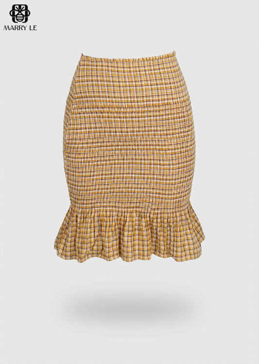 ELEGENT YELLOW PENCIL SKIRT FOR WOMEN - MD46