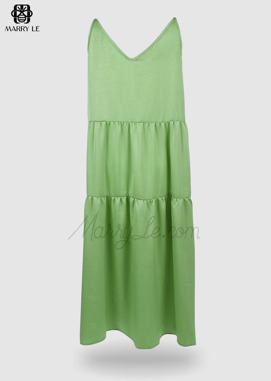 SLEEVELESS DOLLAR BILL GREEN MAXI DRESS - MD318