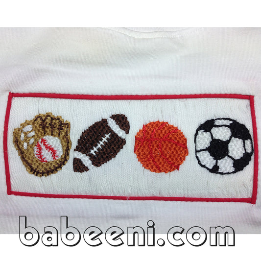 Cute sport hand smocked set for boys - BC 528