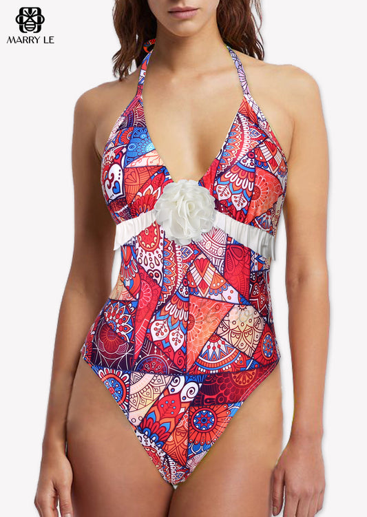 ELEGANT WOMEN OCEAN FLORAL SWIMWEAR - MD81