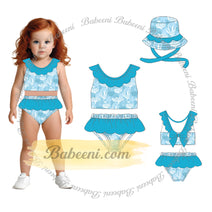 2-pieces blue Swimwear For Girl Spring-Summer scalope matching m&m - DR4191