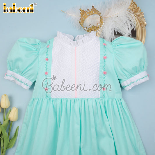 Mint flower embroidery dress - DR 2997A