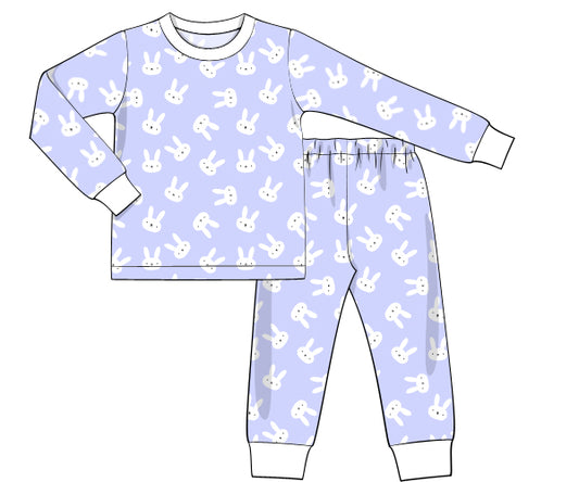 K262- Rabbit in baby blue knit printing 4.0 fabric