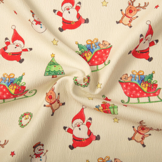 N54- Father Christmas Rudolph Reindeer corduroy printed 4.0