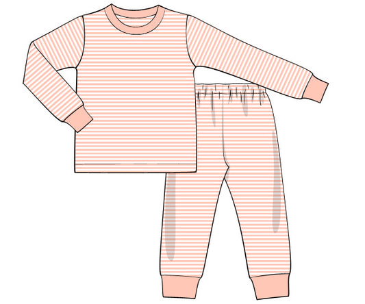 K282 -pale peach 3mm stripe knit printitng 4.0 fabric