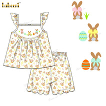 Girl 2-piece Set Hand Smocked Easter Theme - DR3837