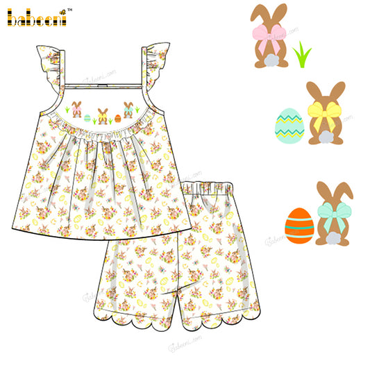 Girl 2-piece Set Hand Smocked Easter Theme - DR3837