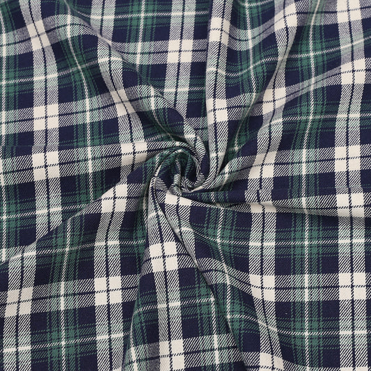 T03- Green, White, Navy Tartan fabric