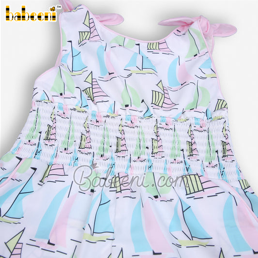 Pink sailboat baby girl dress - DR 3415