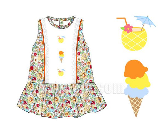 Baby Girl Alligators yellow ice-ream dress- DR 2714