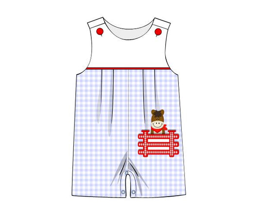 Adorable boy bubble with western styled horse applique - Bc 836