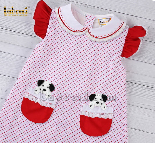 Lovely puppy crochet red dot dress - DR 3201