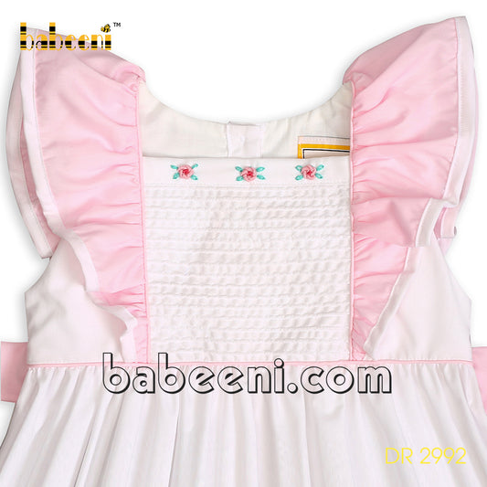 Lovely little girl hand embroidered pintuck angel dress - DR 2992