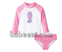 Nice seahorse applique tankini set for girls - SW 387