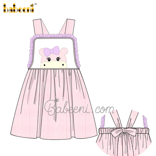 Cute cow applique baby dress – DR 3490