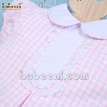 Pink window pane A-line dress for baby girl - DR 3334