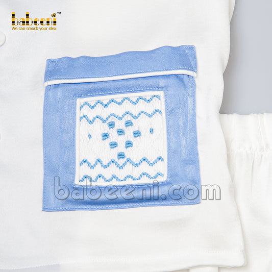 Cute boy smocked geometric pajama - PJ 47