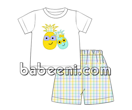 Pineapple appliqued set for little boy - BC 775