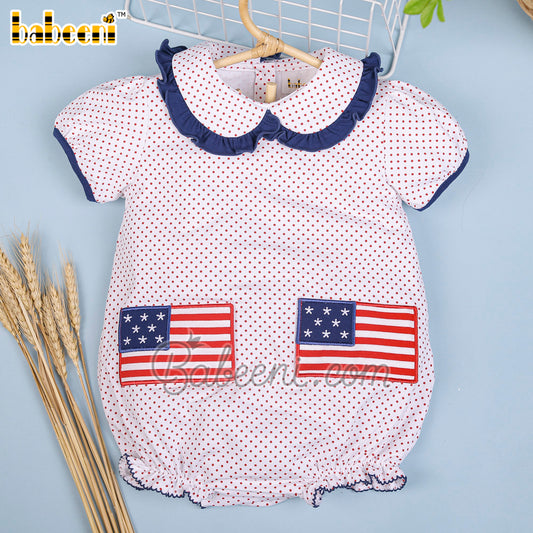 American flag applique girl bubble – DR 3429