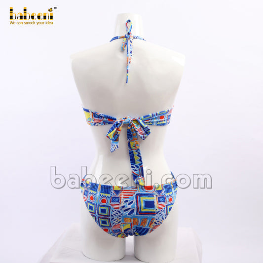 Lovely mosaic pictureque girl swimwear for mommy - FWM 22