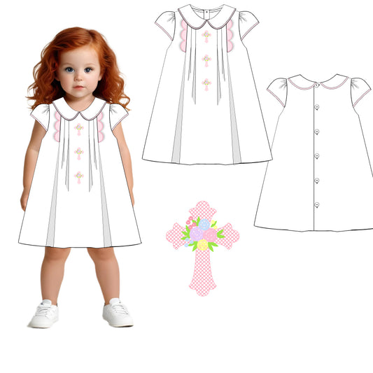 Awesome white dress with crosses embroidered - DR4135