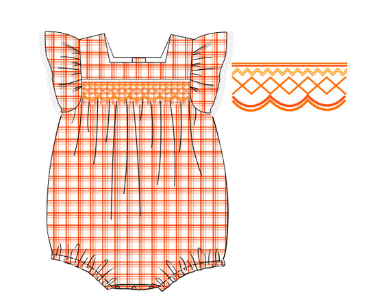 PP193 - orange white plaid 1 print 4.0