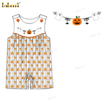 Boy Shortall In Orange Hand Embroidered Pumpkin - BC1275