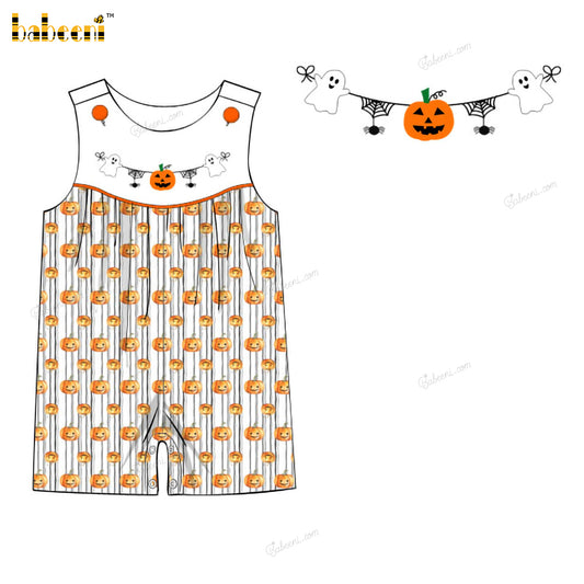 Boy Shortall In Orange Hand Embroidered Pumpkin - BC1275