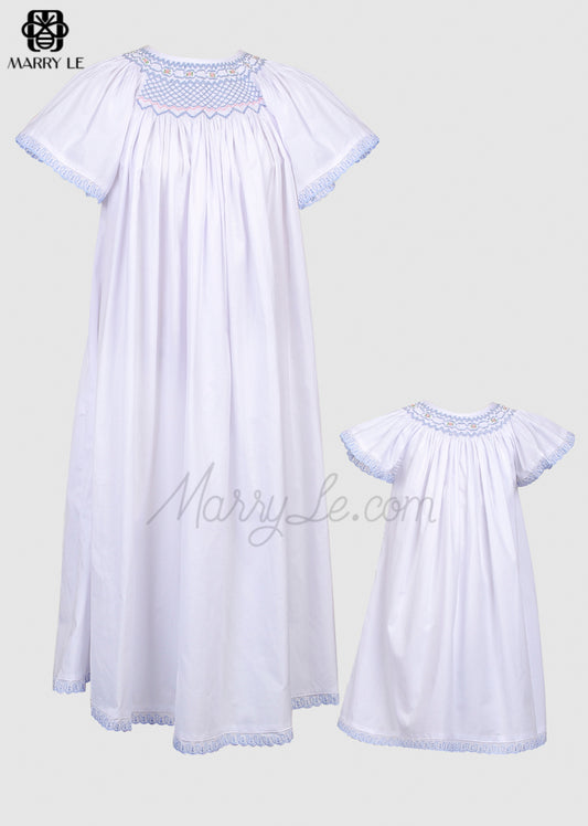 Flower Geometric smocking mommy & me dress - MD535