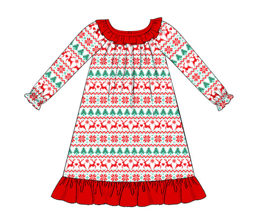 K312- Christmas Nordic pattern printed knit (95% cotton, 5% spandex)