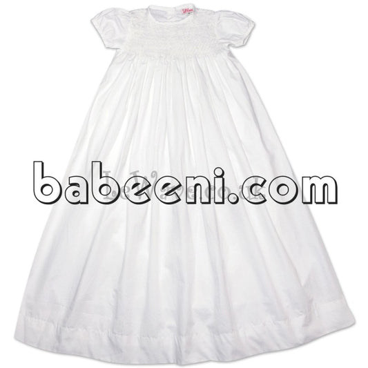 White smocked Christening Gown - CG 03