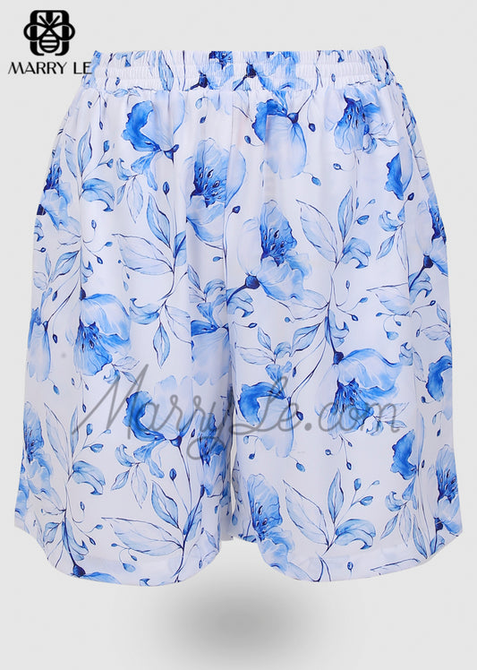 CASUAL COMFY BLUE FLORAL WOMEN SHORT - MD519