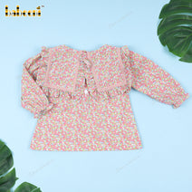 Red Pink Floral Pattern Plain Shirt For Girl - DR3686