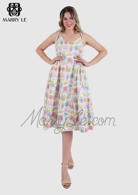 SCOOP NECK MAXI SLEEVELESS DRESS WITH DIADEM PRINT & BACK ZIPPER - MD06