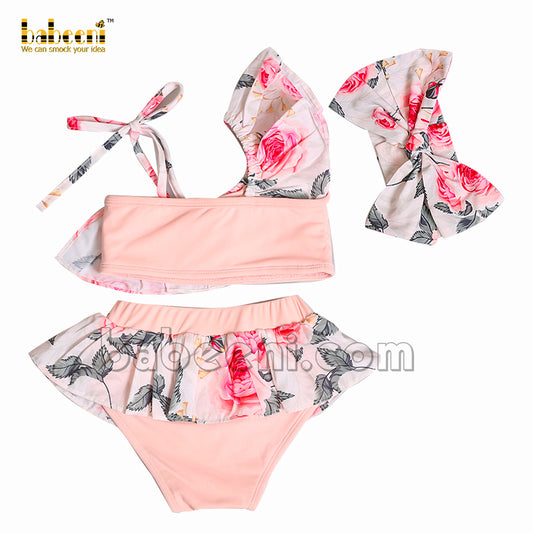 Lovely flower two piece girl swimwear - SW 525