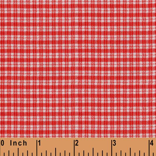 XB35- red small plaid seersucker