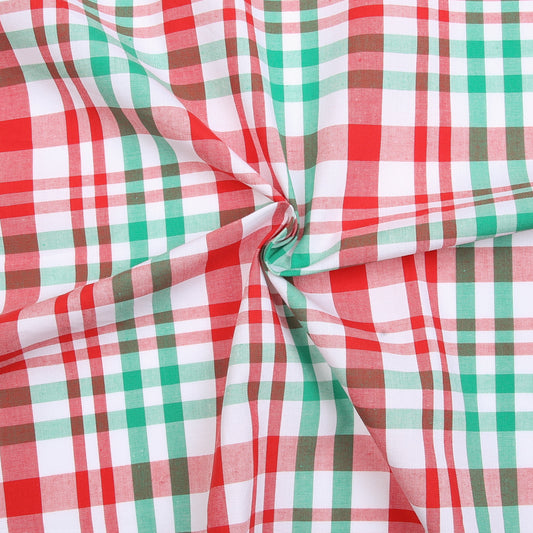 M97- Red, green plaid fabric (100% cotton)