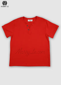 V-NECK SHORT SLEEVES RED T-SHIRT - MD161