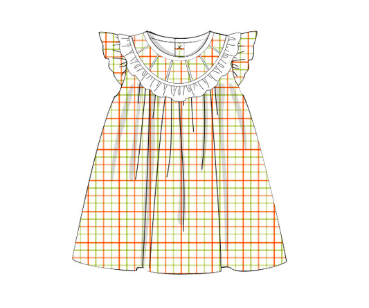 PP206- lime green, orange plaid printing in 4.0 fabric