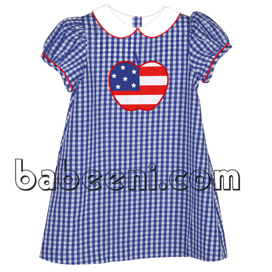 Applique US flag A-line dress with apple shape - DR 2103