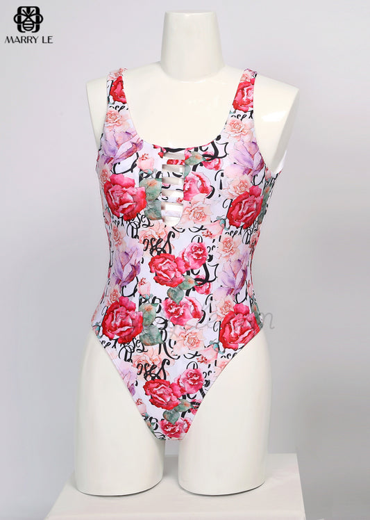 ROSES PRINTED ONE PIECE SWIMWEAR FOR WOMEN - MD86