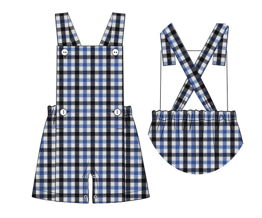 M100- Blue, black Plaid fabric