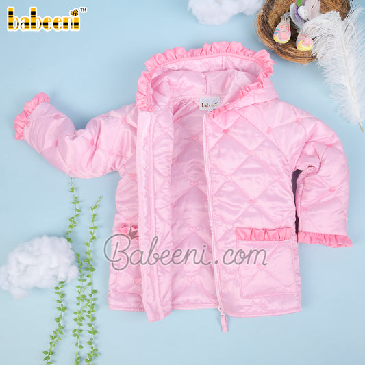 Heart embroidery quilted coat for baby girls – QC 107