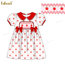 Girl Geomertric Smocked Hand Embroidered Dress - DR3936