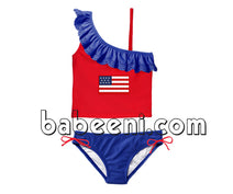 Nice American flag applique one shoulder tankini - SW 383