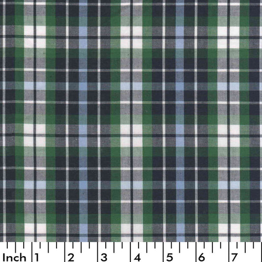 Dark green and grey plaid fabric - M24