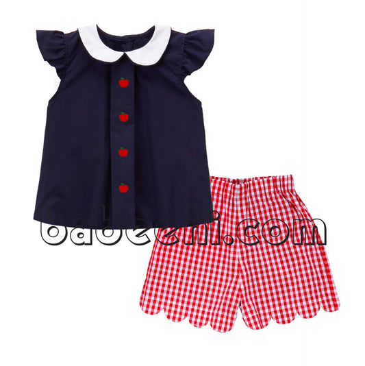 Nice apple embroidery girl set - DR 2502