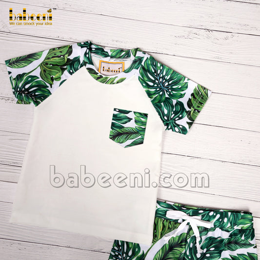 Nice tropical forest swim short set for little boy - FWB 11