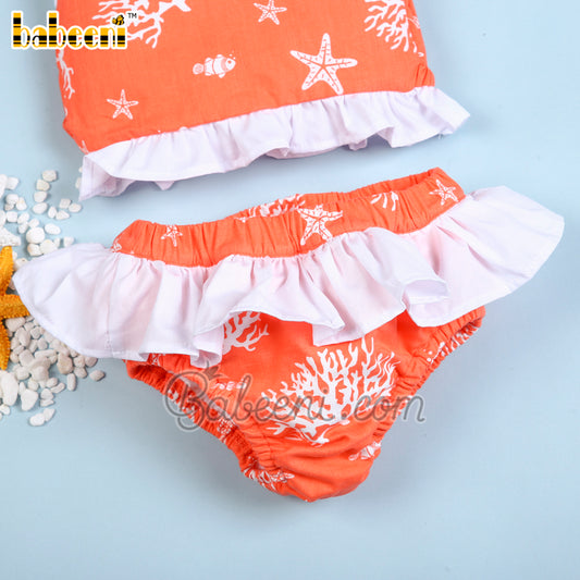 Living coral two pieces swimsuit for little girl – SW 613